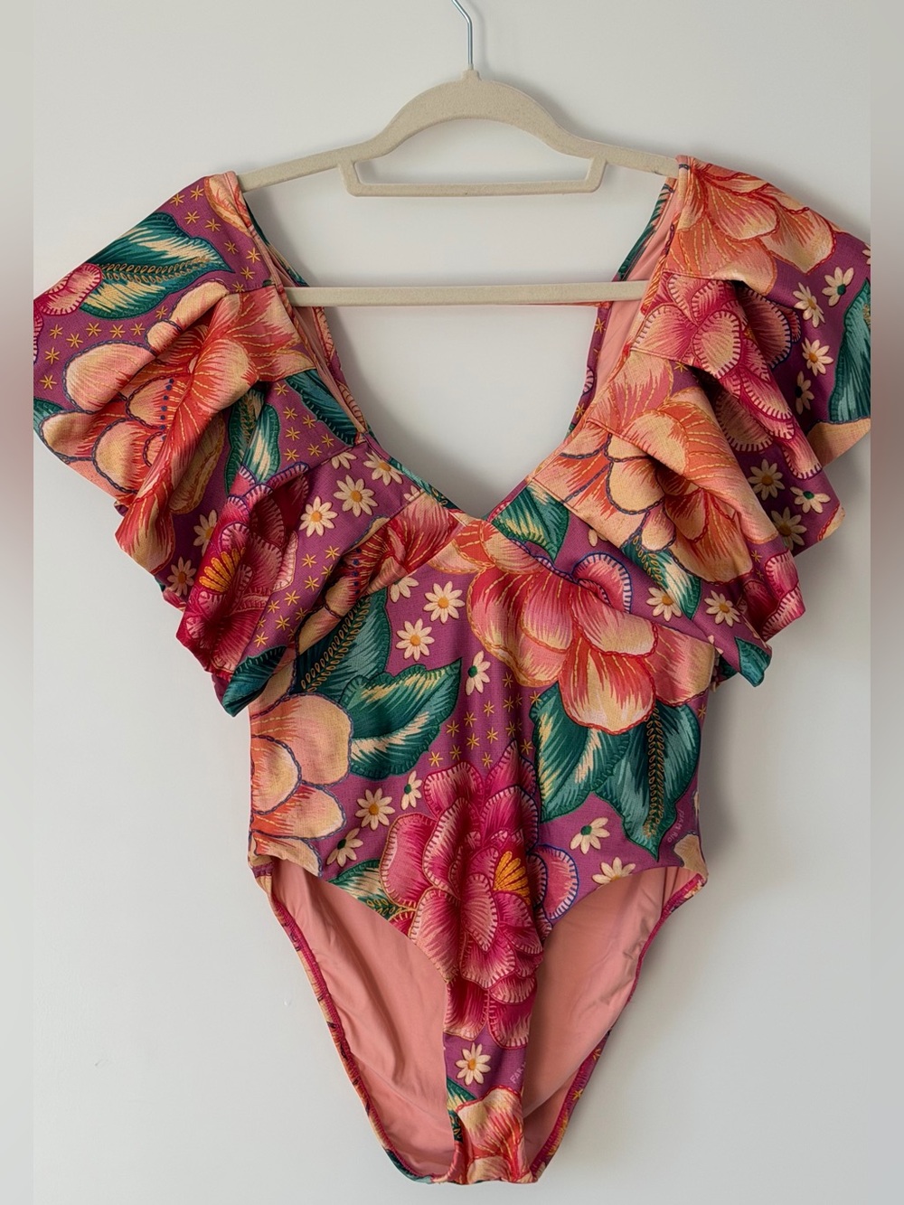FARF RIO Ruffled One-Piece Swimsuit - Pink & Green